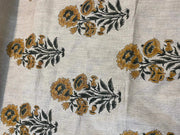 Nerion Block Print Handloom Linen Fabric